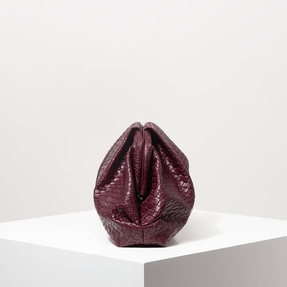 Vintage Artificial Leather Woven Pattern Clutch Bag?Burgundy Bag?Prom Dresses for Women?Large Capacity Women Purse