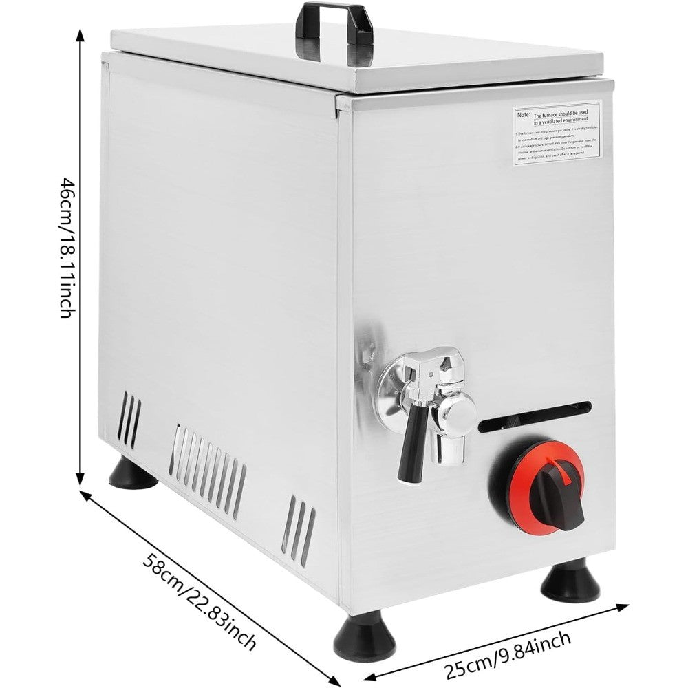 21L/22.19QT Commercial Gas-Powered Hot Corn Dog Fryer with 12 Hot Dog Racks, Adjustable Flame Stainless Steel