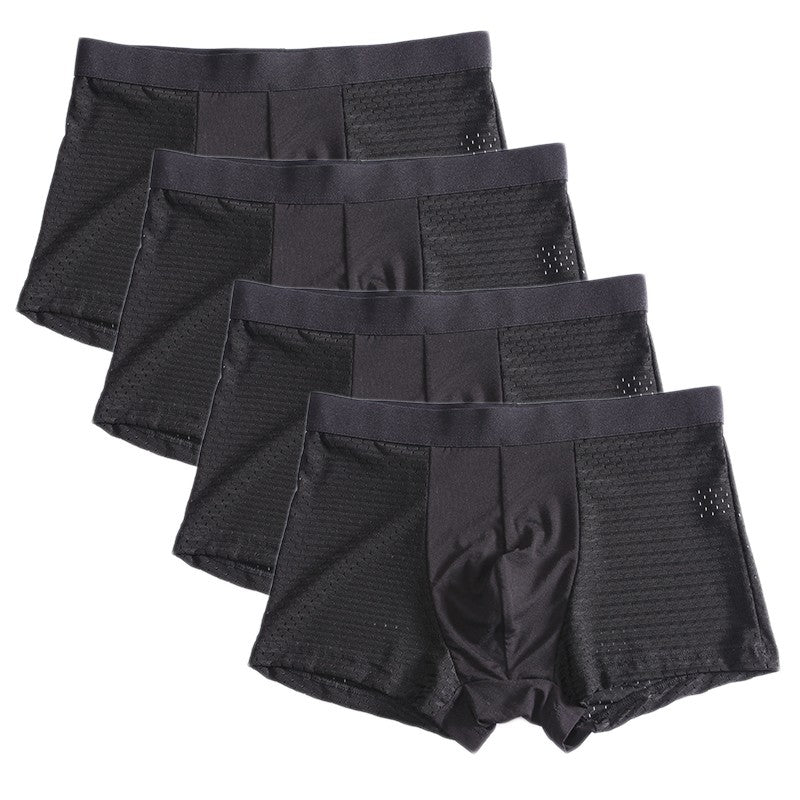 L-8XL Plus Banboo Fiber Men Underwear Male boxer Solid Panties Shorts Men's  Underpants Breathable Intimate Man boxers 4pcs