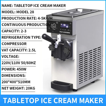 Ice cream machine, commercial stall fully automatic sundae ice cream machine, milk tea dessert ice cream machine 110V/220V