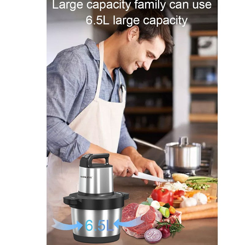 Processador de Alimentos 6.5L Moedor de Carne Elétrico Fatiador de Vegetais de Aço Inoxidável Picador Triturador Liquidificador de Cozinha Eletrodoméstico