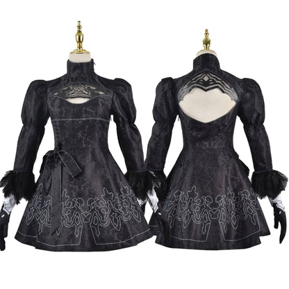 Anime Nier Automata Cosplay 9S Yorha 2B Cosplay Suit Male Women Outfit Wig Disguise Costume Plus Size Fancy Party Black Dress