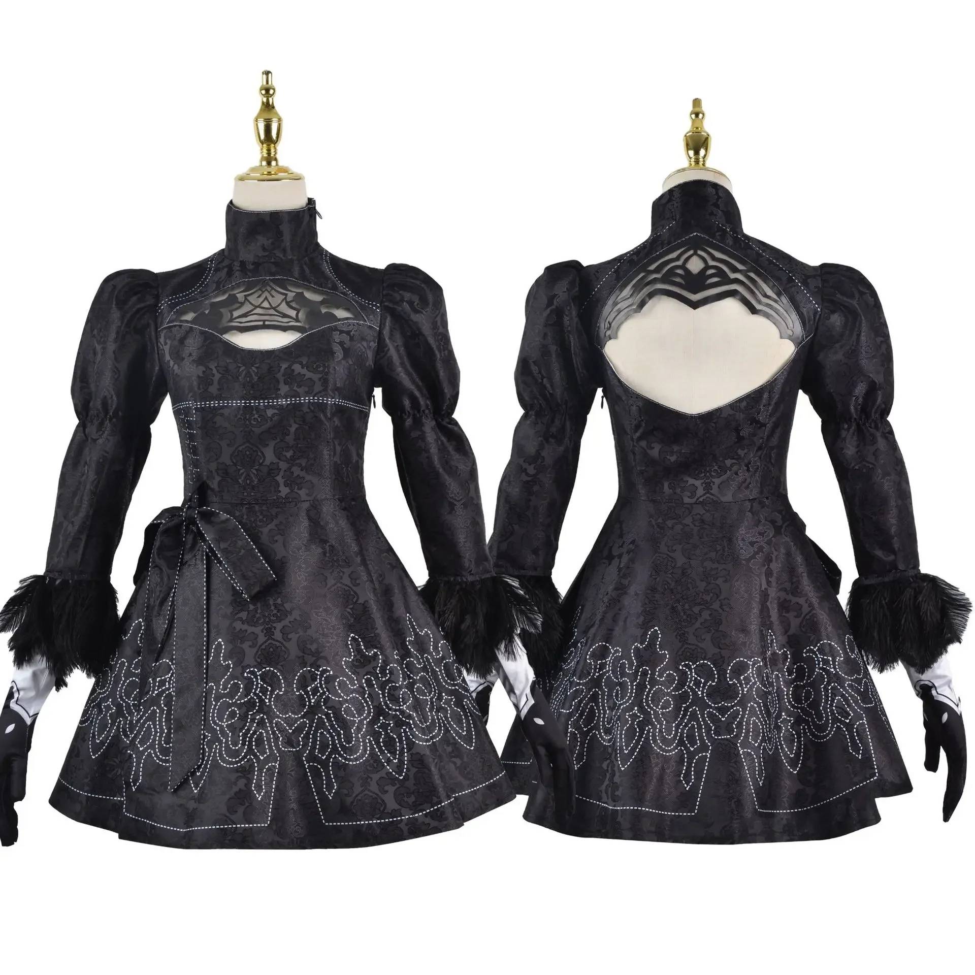 Anime Nier Automata Cosplay 9S Yorha 2B Cosplay Suit Male Women Outfit Wig Disguise Costume Plus Size Fancy Party Black Dress