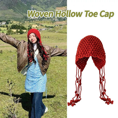 Autumn Winter Women's Hat Hand-knitted Woolen Tassel Cap Beanie Fashion Ear-protecting Cap Outdoor Warmth Headscarf Hat