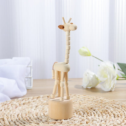 1Pc Wooden Animal Ornaments Mini Desktop Movable Puppet Fingurine Home Decoration Crafts Toy Gifts Home Book Shelf Fun Decor