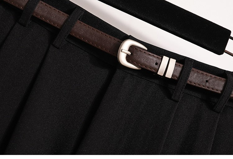 2025 Plus Size Skirts for Women Autumn Elegant Solid Women's Wrap Umbrella Skirts Korean High Waisted Suit Pleated Skirt