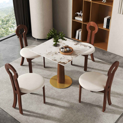Voxhome Drop Shipping Sintered Stone Round Restaurant Dining 2 4 Seater Bistro Coffee Shop Table Set Breakfast Table and Chairs