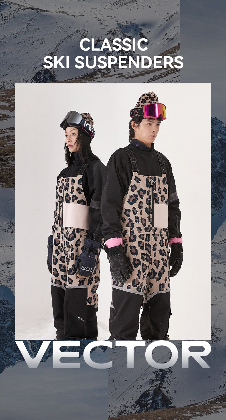 VECTOR Thick Men Women Ski Pants Straight Overalls Jumpsuit Skiing Bib Waterproof Winter Warm Windproof Outdoor Sports Snowboard