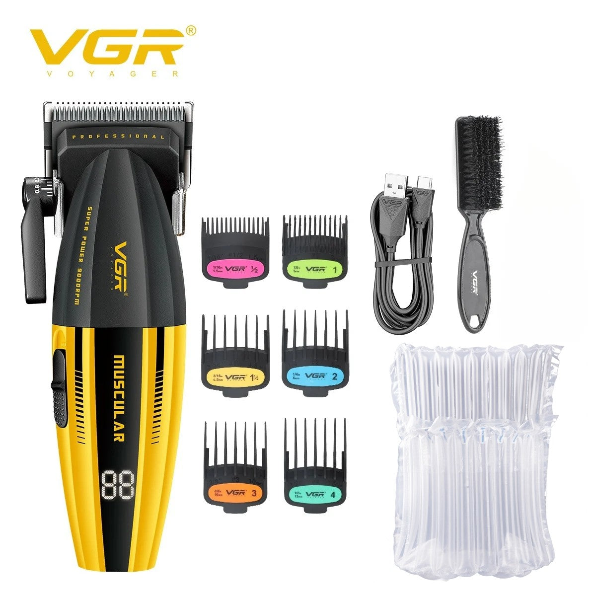VGR Electric Hair Trimmers Professional 9000RPM Hair Clippers Rechargeable Haircut Machine Adjustable Barber Tool for Men V-285