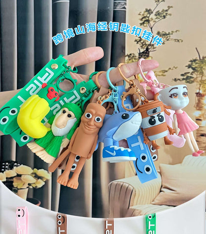 Italian Brainrot Keychain Accessories, Tungtungsahur Whimsical Abstract Mirage Creature Designs Bag Charm