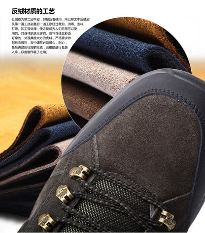 Classic Men Winter Boots Genuine Leather Sneakers For Man Fur Plush Snow Shoes Warm Outdoor Ankle Boots Outdoor Hiking Footwear