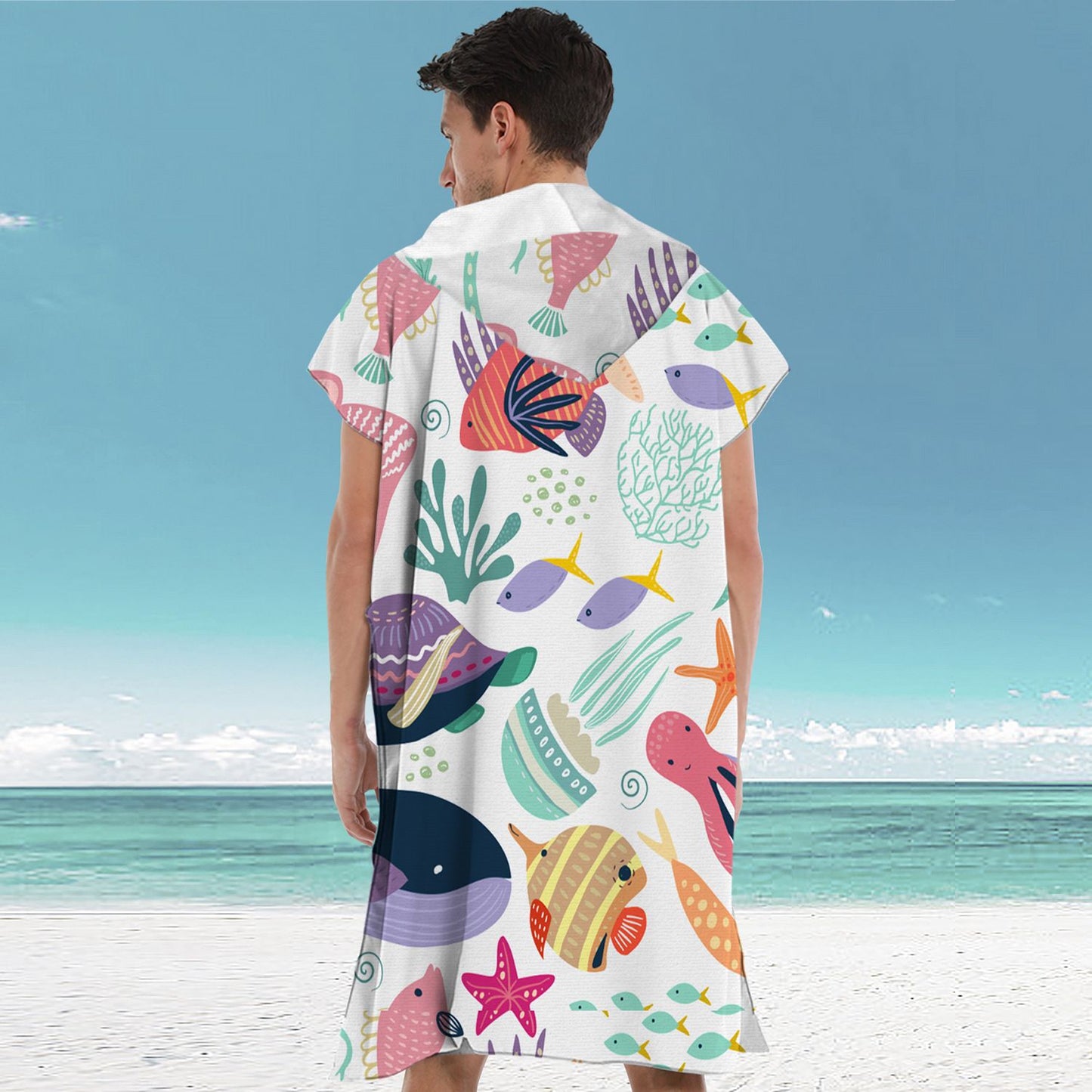 Beach bathrobe Cape surf poncho adult men hooded  Quick drying bath towel for outdoor sandbeach from China