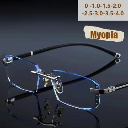 Finished Frameless Myopia Glasses For Men And Women With Ultra-light Edge Cutting Glasses Frame Myopia Glasses XTP191