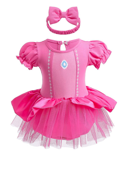 Infant Baby Girl Jumpsuit Dress Little Girl Princess Romper Dress With Headbands Kids Clothes Size 70-80-90-100