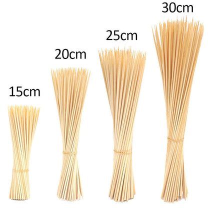 90pcs Bamboo Stick Food Grade Bamboo Skewer Sticks Disposable Natural Wood Long Stick For Barbecue Fruit BBQ Tools 15/20/25/30cm