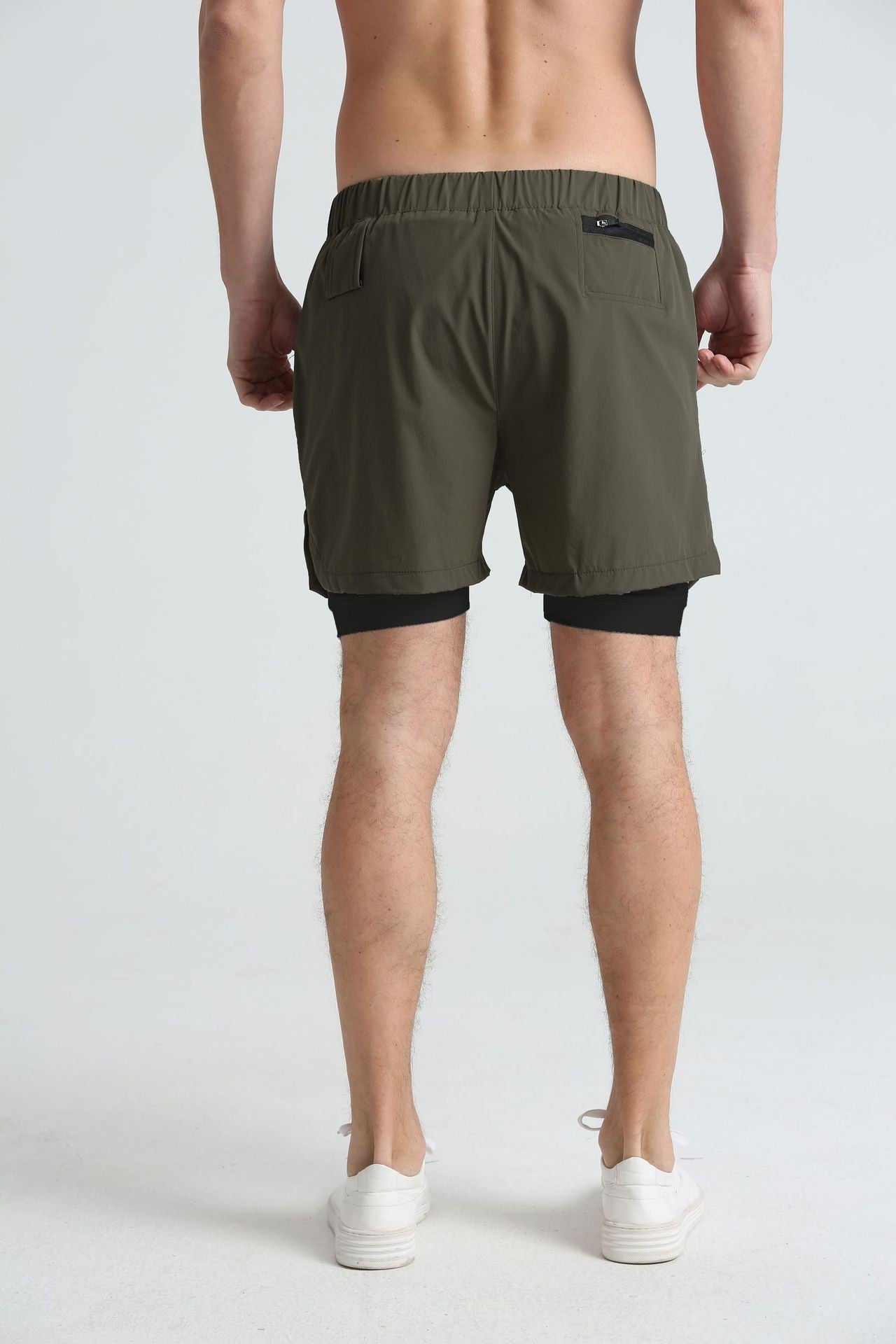 Men's sports double-deck shorts Fitness Quick Dry Training Shorts Casual 2 In 1 Multi-pocket sweatpants Men Gyms Running shorts