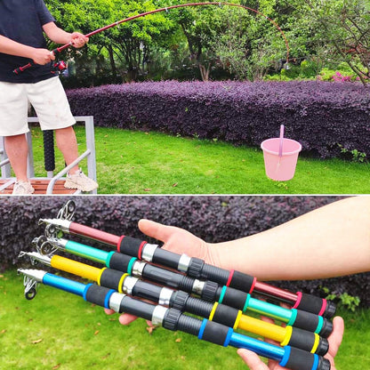 Combo Vara e Carretilha de Pesca Santa King - Kit Completo de Pesca com Vara Telescópica e Carretilha, Iscas, Anzóis, Conjunto de Vara para Viagem