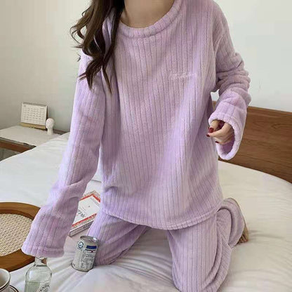 New Autumn/Winter Coral Fleece Pyjamas for Women Thickened Homewear Student Comfort Cotton Fleece Plus Size Fashion Pyjama Set