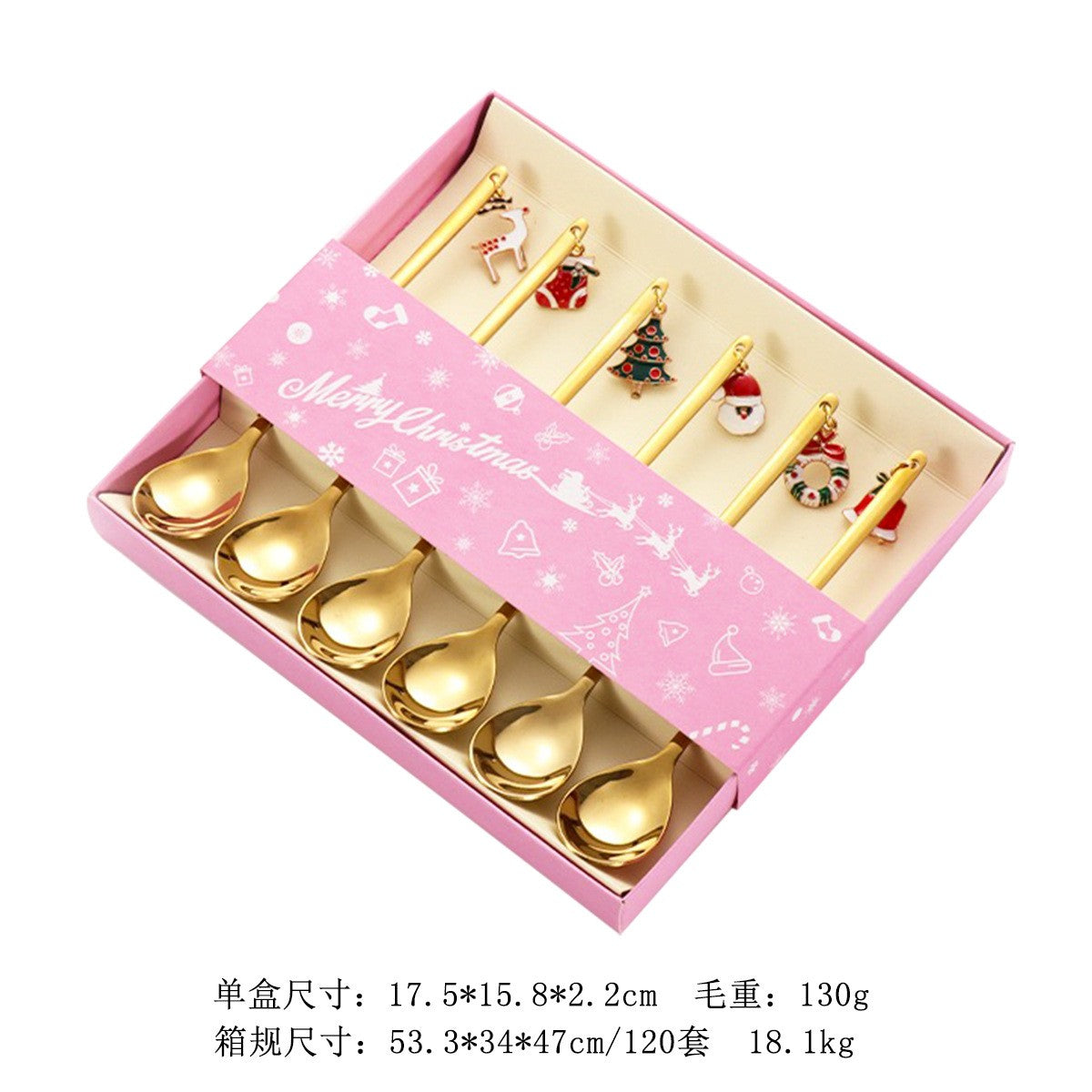 Christmas Cutlery Set Elk Dessert Scoop Fruit Fork Coffee Spoon Stainless Steel Dessert Fork 4/6PCS Christmas Spoons Fork Set
