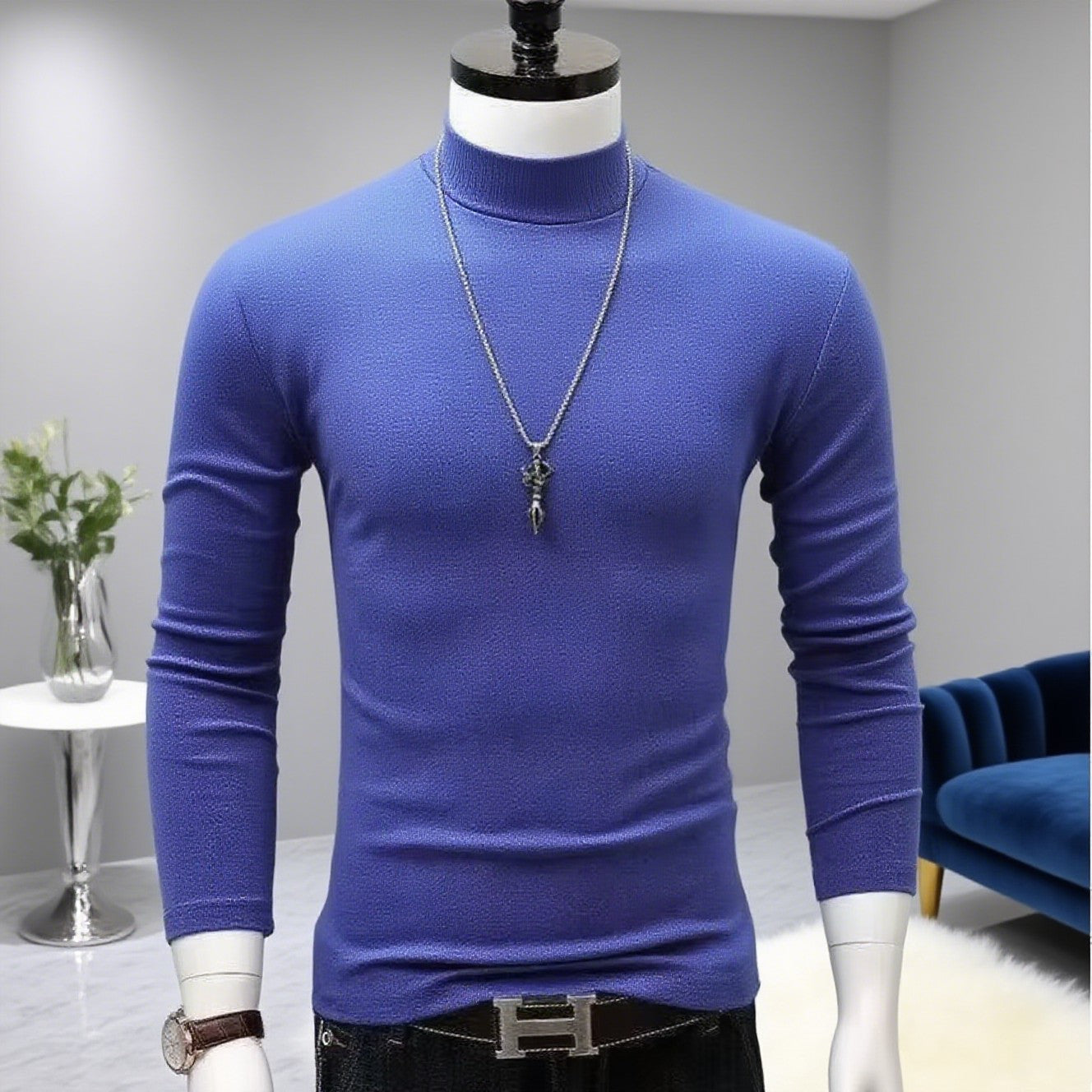 Men's Original Shirts Fall/Winter T-Shirt Fashionable Inner Wear for Men Slim Fit Turtleneck Shirt Solid Black Long Sleeve Shirt
