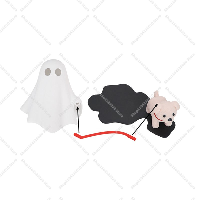 Cute Ghost LED Night Light with Dog Figure - Spooky Desk Lamp, Halloween Decor, Warm Light for Bedroom