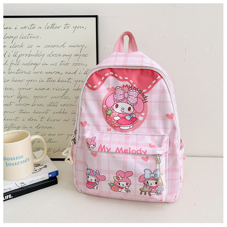 Mochilas Hello Kitty Kuromi Cinnamoroll com estampa de desenho animado fofo e leve para meninos e meninas do jardim de infância