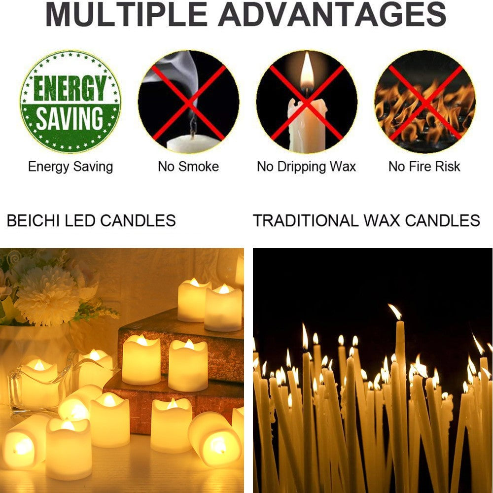 24Pcs Flameless LED Candle Lights Creative Wishing Led Tea Lamp Warm White Halloween Wedding Christmas Decoration Candle Light