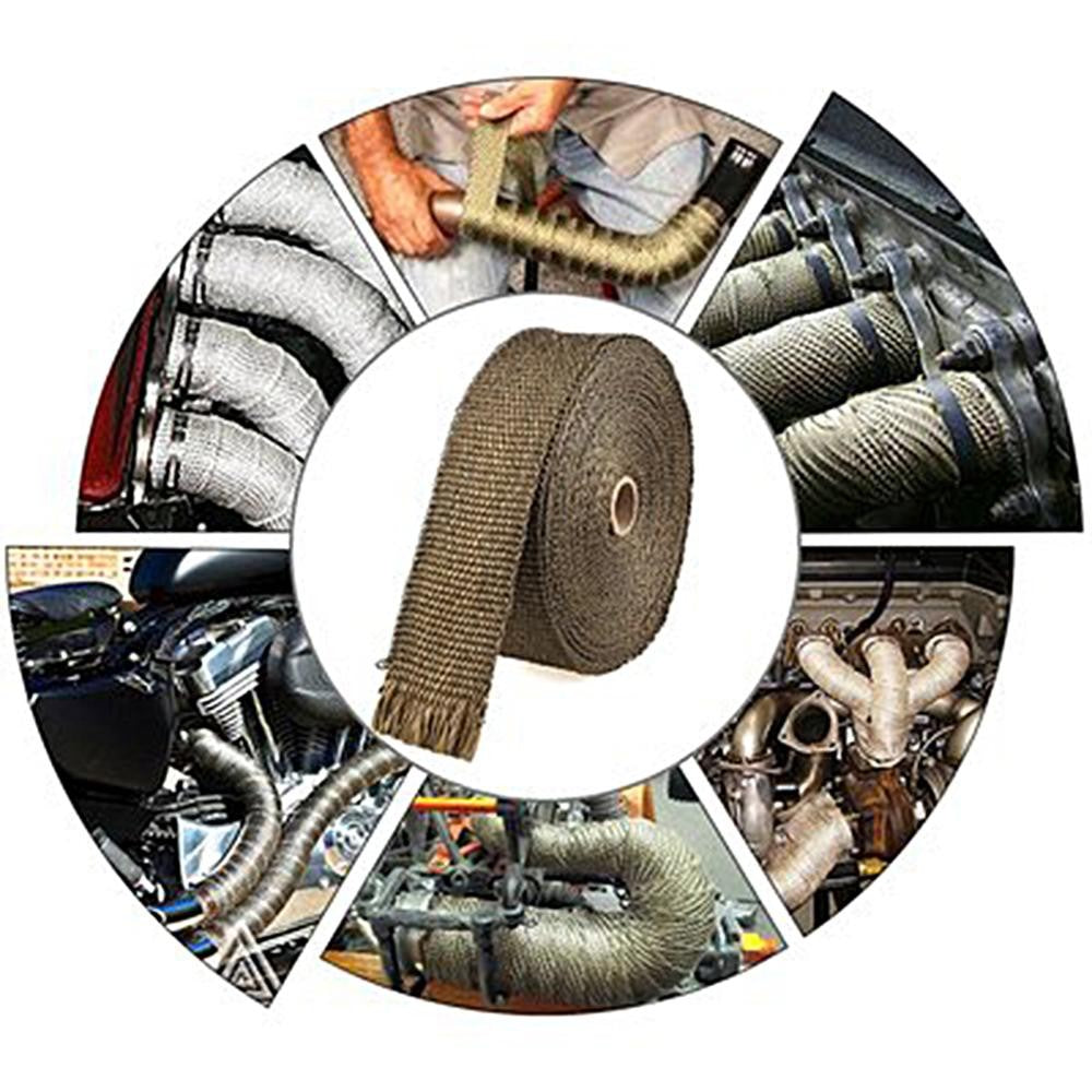 Motorcycle Exhaust Heat Shield Thermal Tape Heat Wrap Fiberglass With Stainless Ties for Motocross ATV 2.5cm*5M Protection Moto