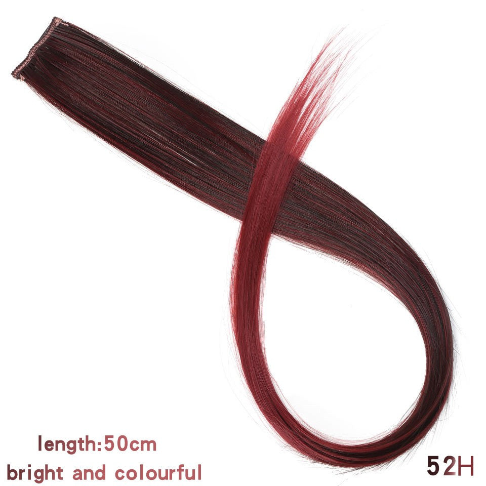 Todas as extensões de cabelo liso longo colorido para mechas, aplique de cabelo arco-íris, mecha de cabelo sintético rosa em tic-tac