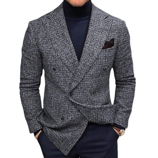 Men Slim Fit Turndown Collar Solid Color Streetwear Autumn Winter British Style Buttons Suit Jacket Coat British Blazer