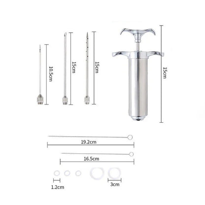 Conjunto de Injetor de Temperos em Aço Inoxidável para Carne, Peru, Frango, Injetor de Sabor, Molho de Cozinha, Injeção de Marinada, Acessórios de Cozinha Doméstica