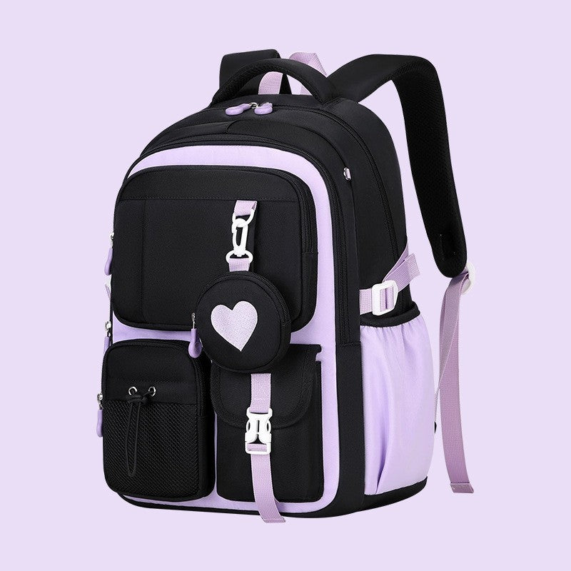 Mochila Escolar Estojo Lancheira Love Pattern Três Peças Tecido Nylon Impermeável Menino Menina Adolescentes Mochila Tendência