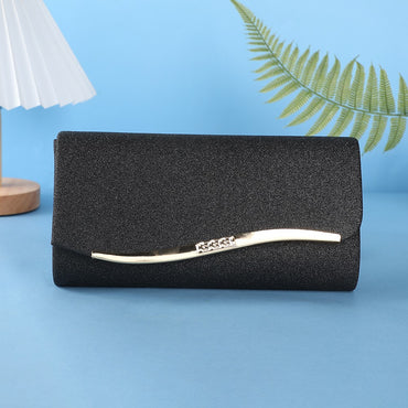 Fashionable Japanese and Korean style ladies' metal-edged elegant evening bag with glitter material high-end single-shoulder cr