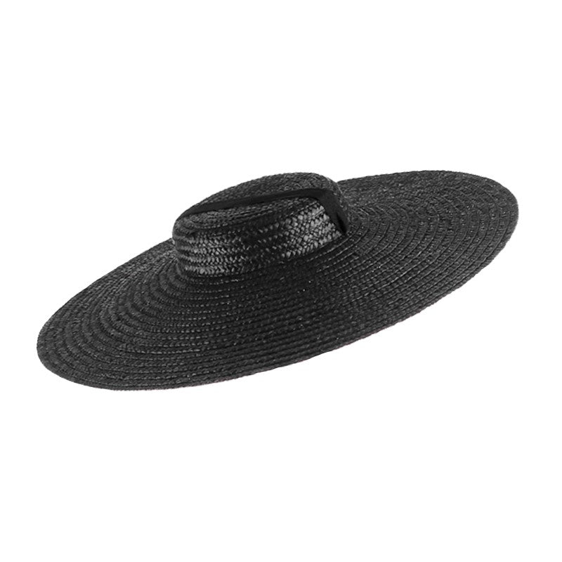 Large Wide Brim Flat Top Sun Straw Hat Fashionable Summer With Long Ribbon Hats For Women Holiday Vintage Beach Visor Cap Retro