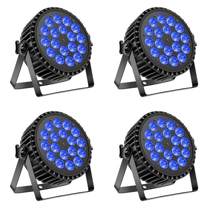 U'King 4PCS 200W LED Par Light DMX512 18x8W RGBW LED Wash Light Effect Flat Light for DJ Disco Party Club Wedding Stage Light