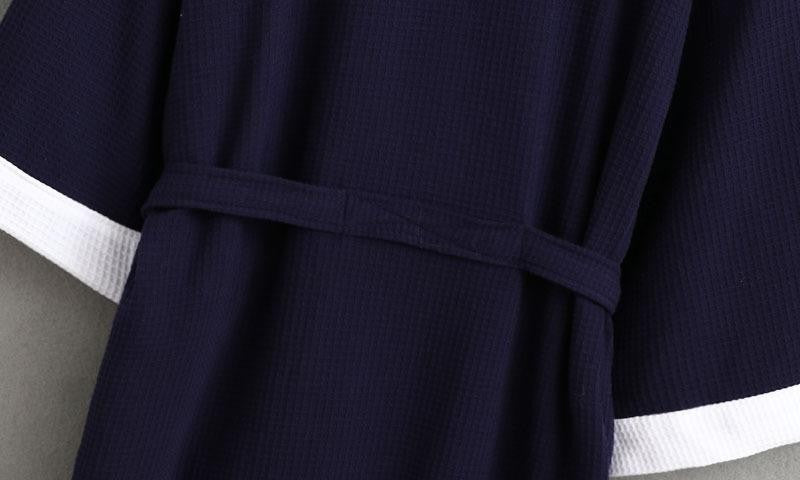 Cotton Waffle Men Kimono Bathrobe Gown Sleepwear Couple Black Robe Nightwear Loose Casual Sauna Yukata Spring Summer Home Wear