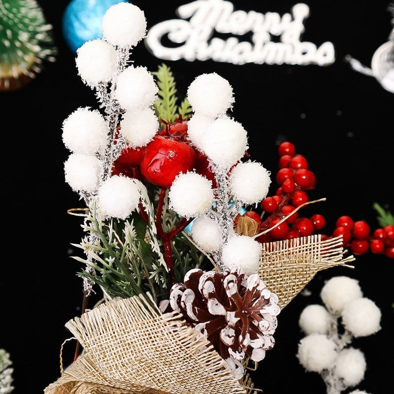 5/200pcs Artificial White Berry Stem Frosted Christmas Berries Branch Snow Tipped Stems Twigs Wreath Xmas Tree Fillers Ornament