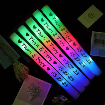 30Pcs RGB LED Glow Foam Stick Bulk Colorful LED Glow Sticks Cheer Tube Dark   Light Birthday Wedding Party Supplies
