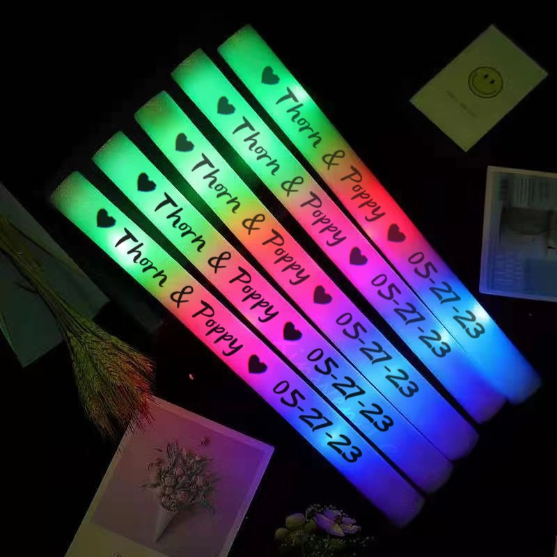20/30/40Pcs RGB LED Glow Bulk Party Supplies Colorful Glow Sticks Foam Stick Cheer Tube Dark Light Birthday Wedding