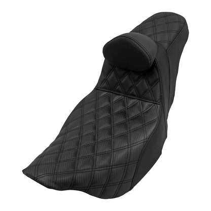 Assento 2 Lugares Moto Garupa Com Encosto Ajustável Almofada Para Harley Touring Electra Road Glide 09-23 Assento De Couro