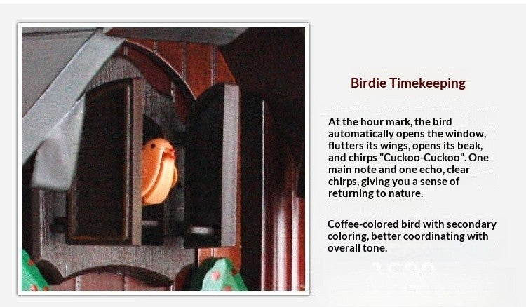 Wall Clock Hand Carved Solid Wood Cuckoo Musical Pendulum Silent Kids Room Home Decor Living Room Bedroom Clock Modern Design