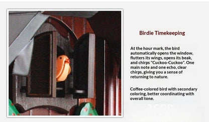 Wall Clock Hand Carved Solid Wood Cuckoo Musical Pendulum Silent Kids Room Home Decor Living Room Bedroom Clock Modern Design