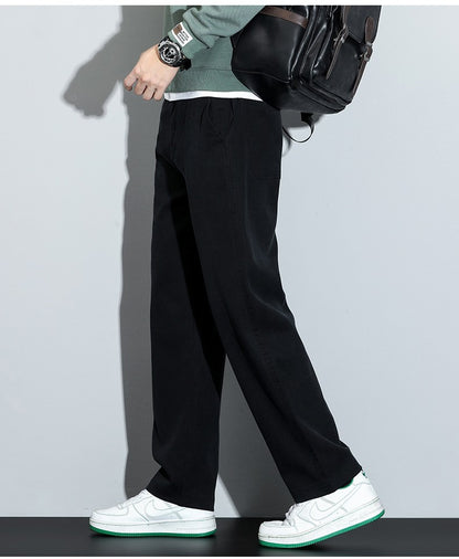 Mens Lyocell Straight Loose Elastic Waist Jeans 2025 Autumn Winter Fashion Brand Comfortable Versatile Pants Plus Size 5XL