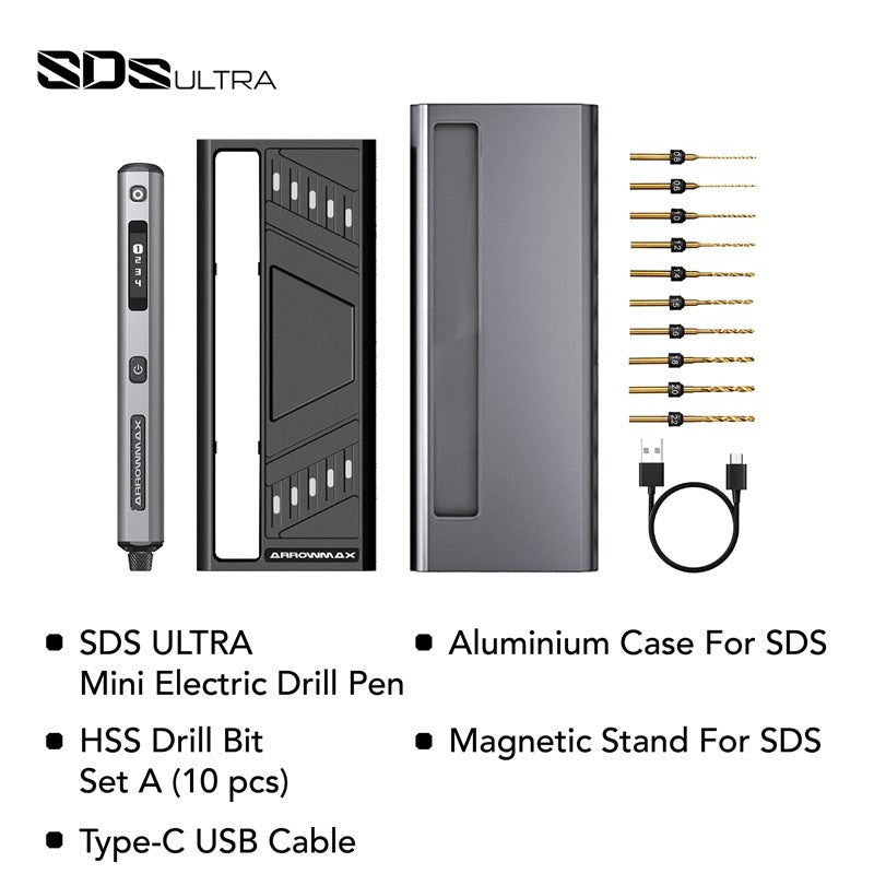 Mini Furadeira Elétrica ARROWMAX Ferramenta Rotativa Furadeira Sem Fio Recarregável para Artesanato Madeira Plástico Alumínio Moeda Casa DIY SDS Ultra