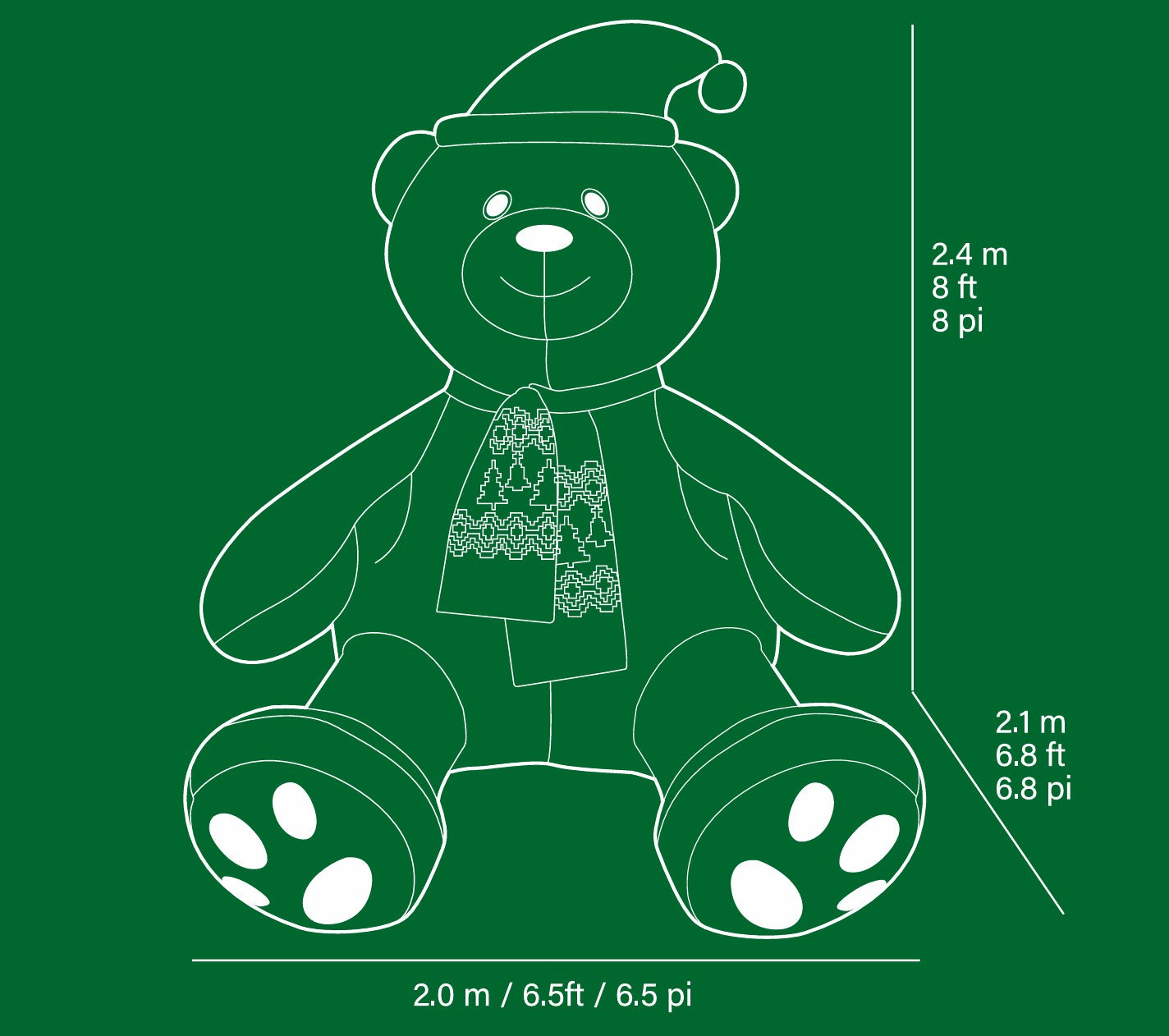 8ft Tall (245cm) Christmas Inflatable Christmas Bear