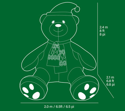 8ft Tall (245cm) Christmas Inflatable Christmas Bear