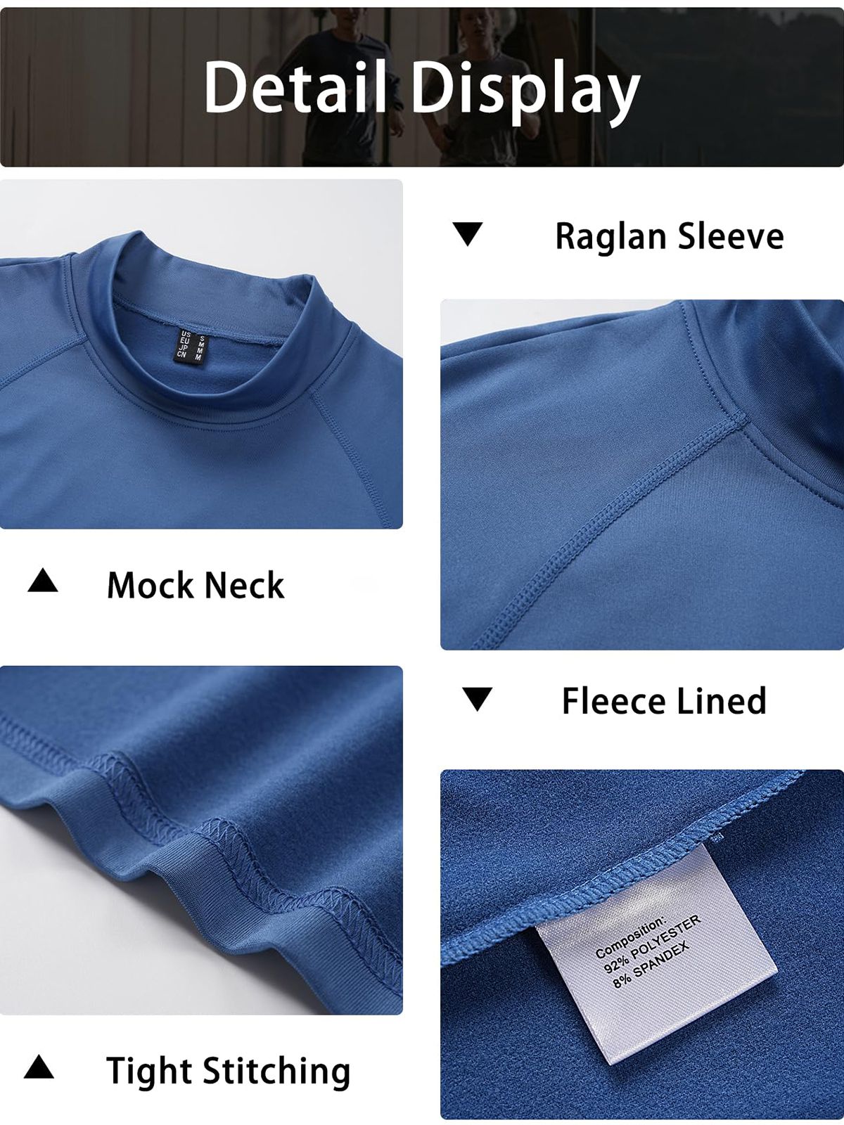 TACVASEN Mock Neck Thermal T-shirts Mens Micro-fleece Lined Long Sleeves Spring Athletic Workout Base Layer Pullover Tops Male