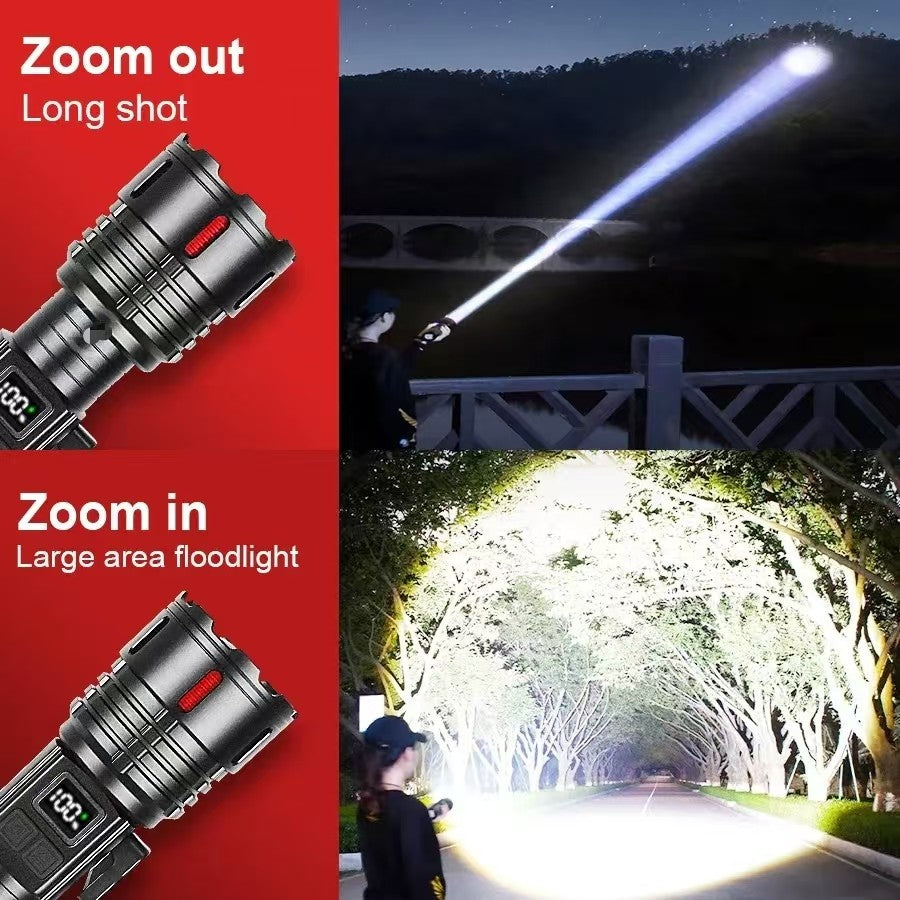 Super Bright Flashlight 10000000LM Torch High Power LED Flashlights Zoomable Lantern Rechargeable Lamp Magnet Tactical Lantern