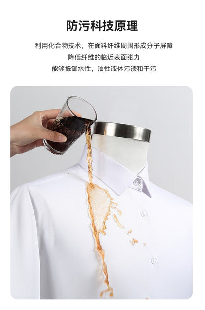 Men Shirt Short Sleeve Summer Waterproof Oil Proof Antifouling Oversize 6XL 7XL 8XL 10XL Plus Size Formal Casual High Quality