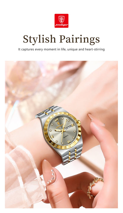 POEDAGAR Luxury Original Ladies Watch Luminous Waterproof Week Date Woman Wristwatch Stainless Steel Women Quartz Watches Female